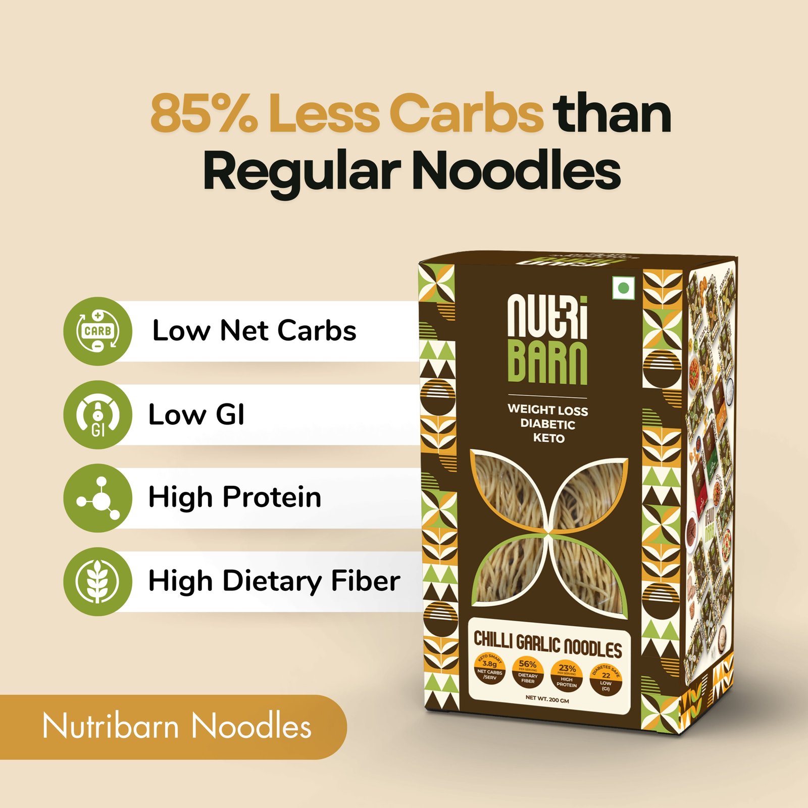 Nutribarn Keto Chilli Garlic Noodles Spaghetti - Image 3