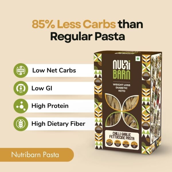 Nutribarn Keto Chilli Garlic Fettuccine Pasta (Flat noodles) - Image 3