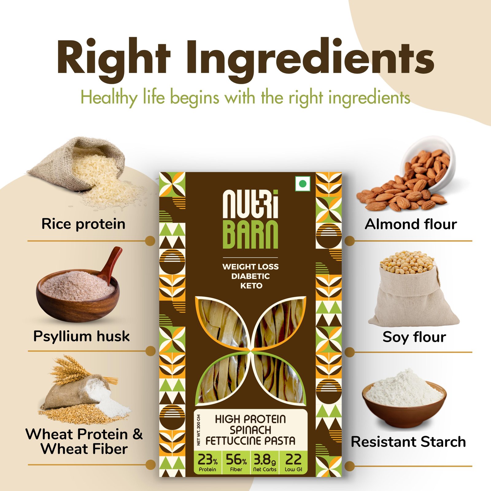 Nutribarn Keto Spinach Fettuccine Pasta (Flat noodles) - Image 9