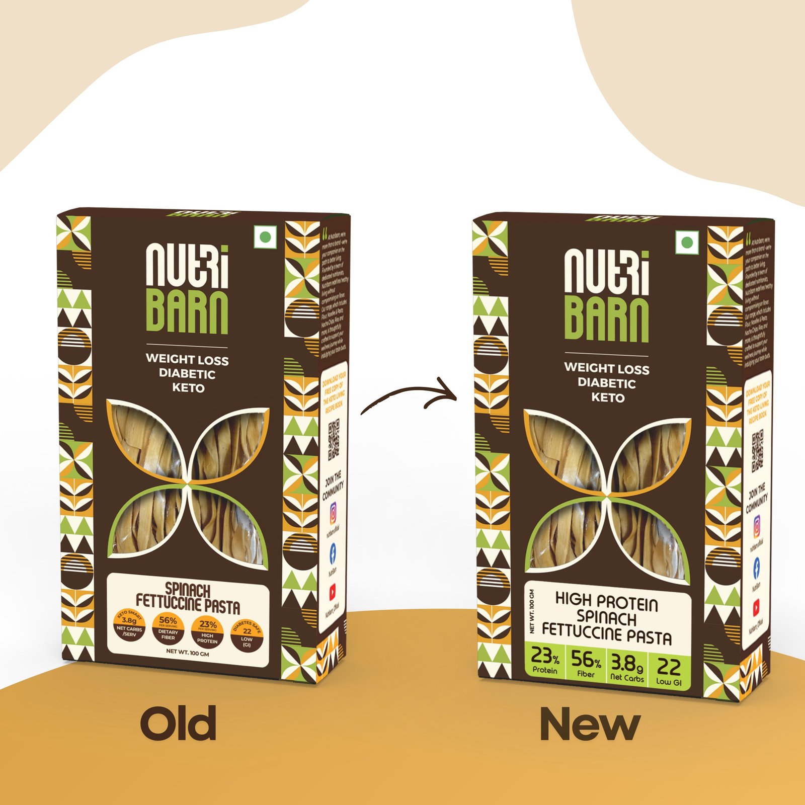 Nutribarn Keto Spinach Fettuccine Pasta (Flat noodles) - Image 2