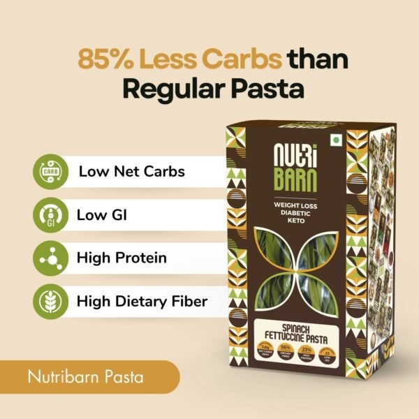 Nutribarn Keto Spinach Fettuccine Pasta (Flat noodles) - Image 3