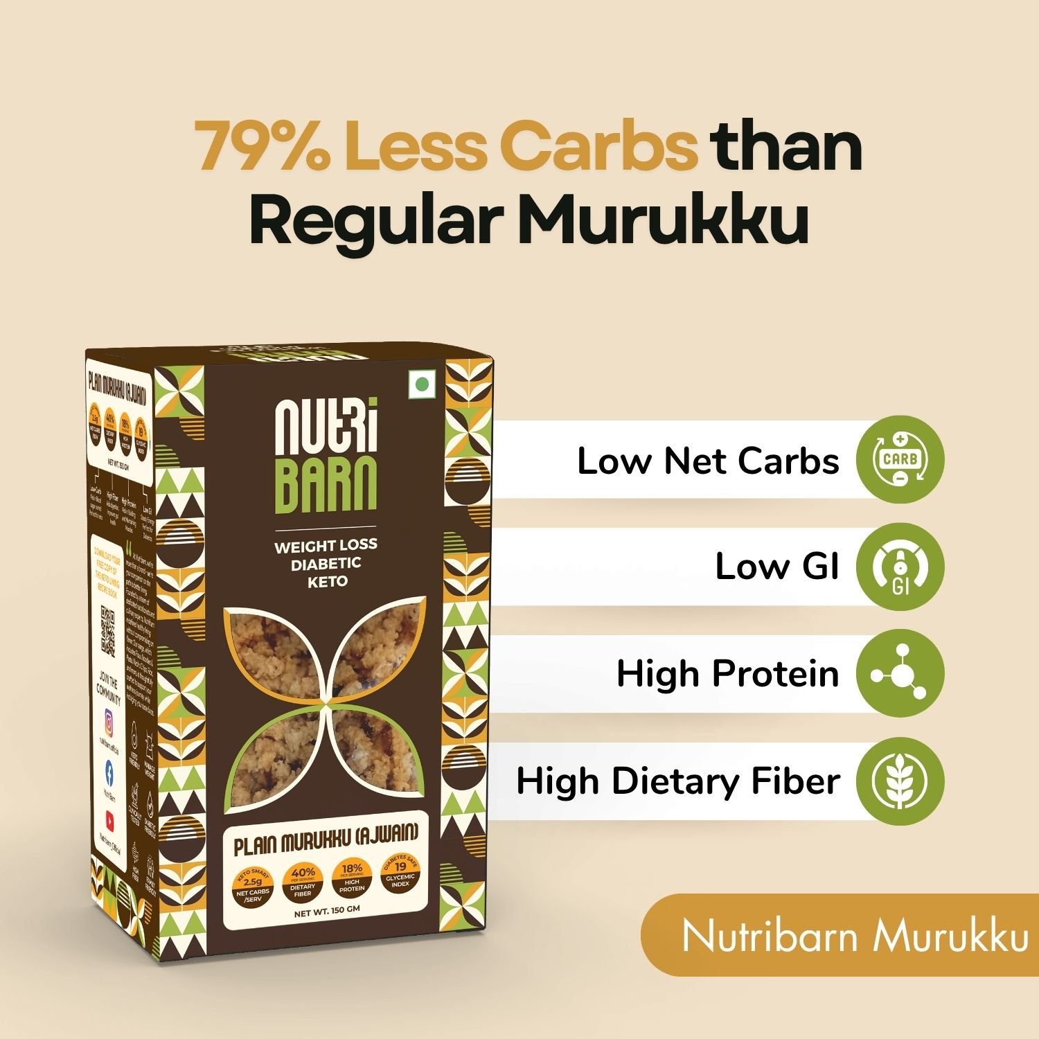 Nutribarn Keto Murukku (Ajwain) - Image 3