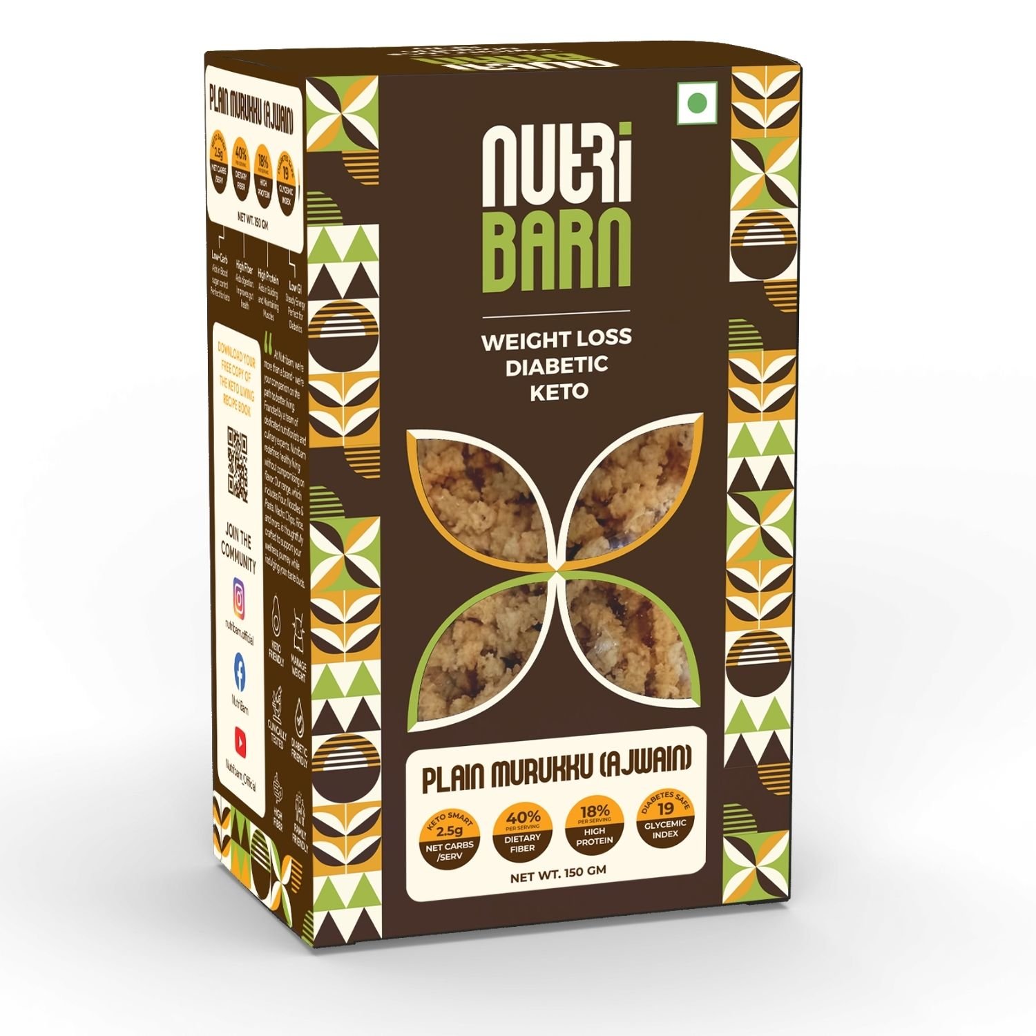 Nutribarn Keto Murukku (Ajwain)