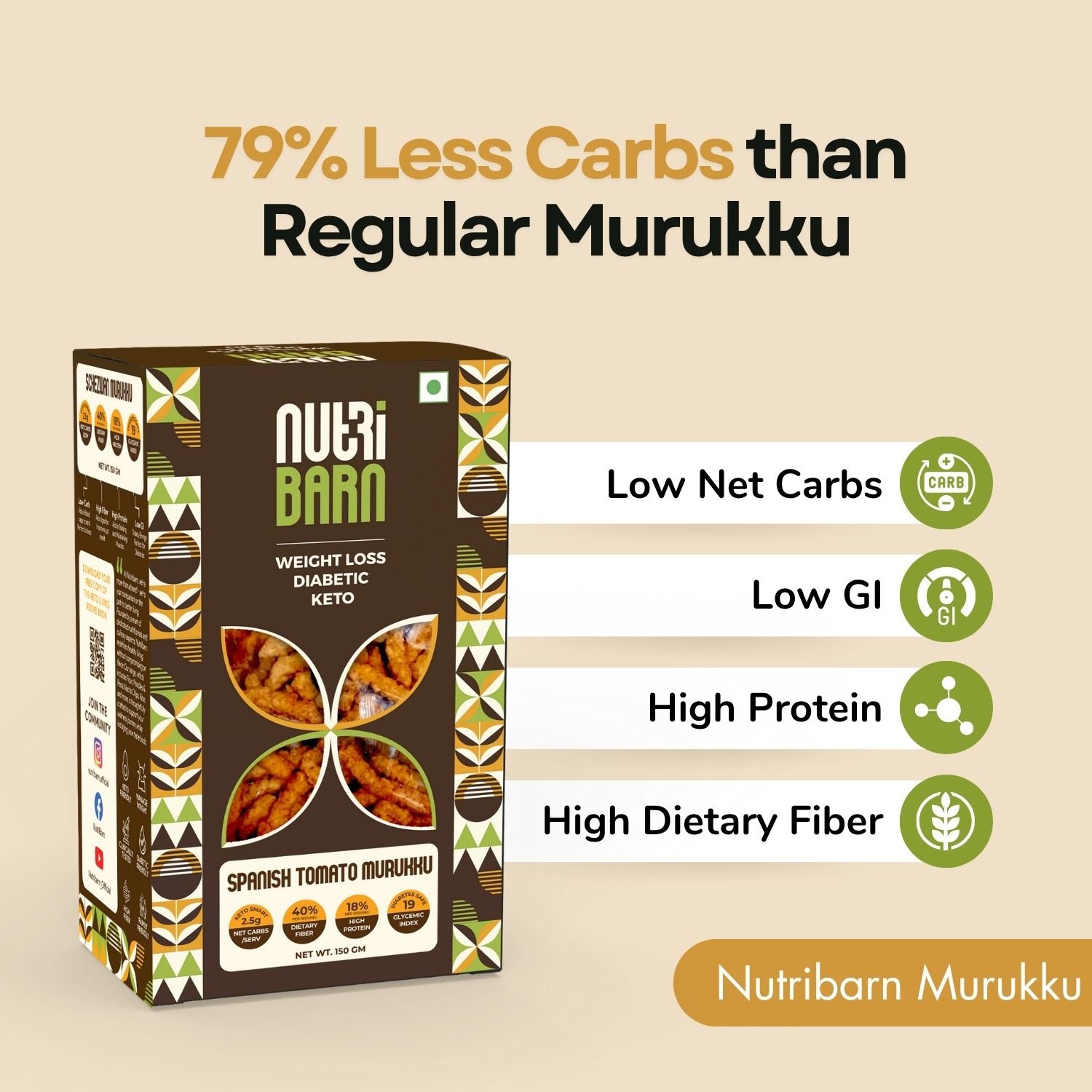 Nutribarn Keto Murukku (Spanish Tomato) - Image 3