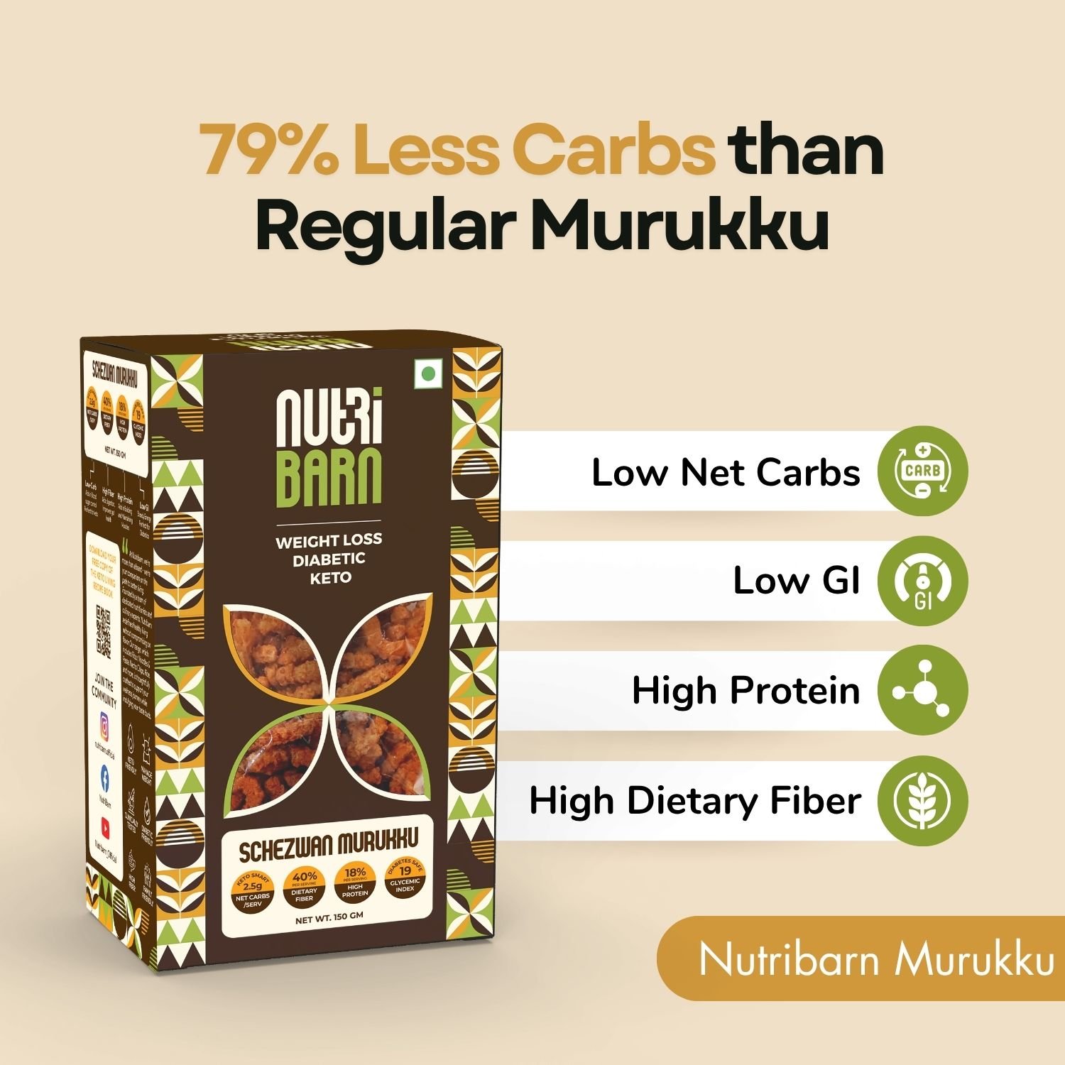 Nutribarn Keto Murukku (Sezwan) - Image 3